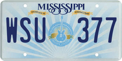 MS license plate WSU377