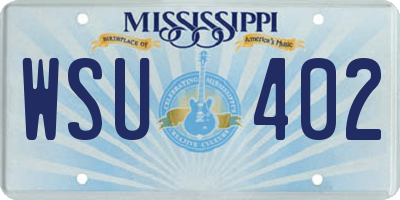 MS license plate WSU402