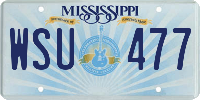 MS license plate WSU477