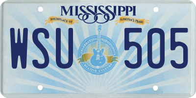 MS license plate WSU505