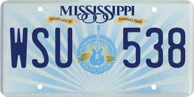 MS license plate WSU538