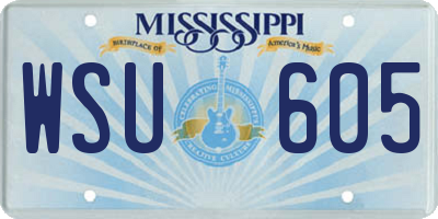 MS license plate WSU605