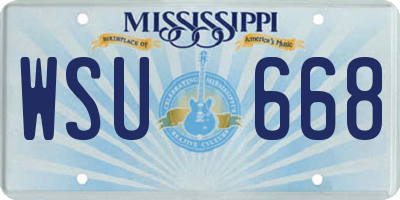 MS license plate WSU668