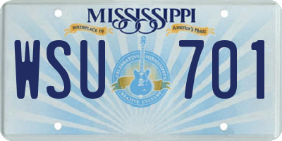 MS license plate WSU701