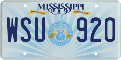 MS license plate WSU920