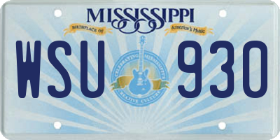 MS license plate WSU930