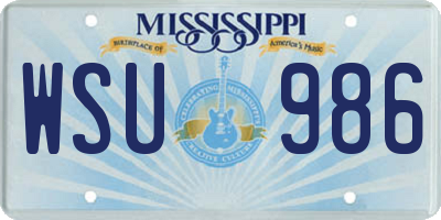 MS license plate WSU986