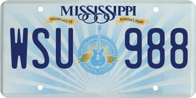 MS license plate WSU988