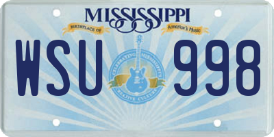 MS license plate WSU998