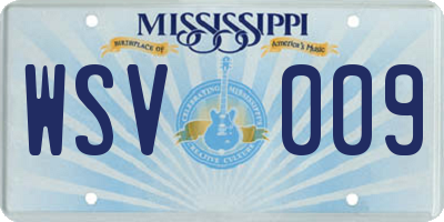 MS license plate WSV009