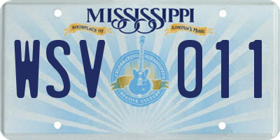 MS license plate WSV011