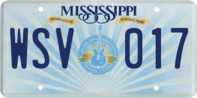 MS license plate WSV017
