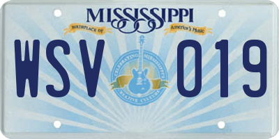 MS license plate WSV019