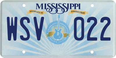 MS license plate WSV022