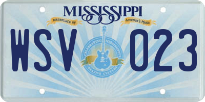 MS license plate WSV023