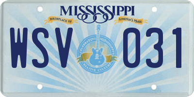 MS license plate WSV031