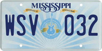 MS license plate WSV032