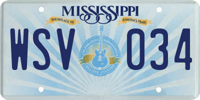 MS license plate WSV034