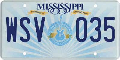 MS license plate WSV035