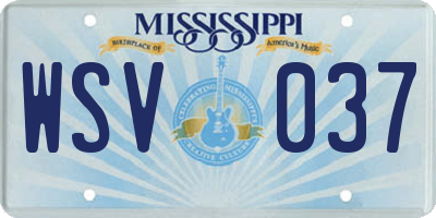 MS license plate WSV037