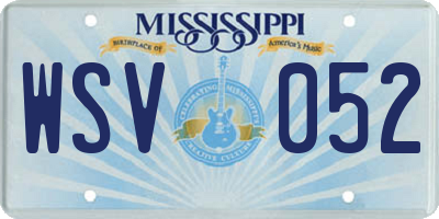 MS license plate WSV052