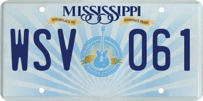 MS license plate WSV061