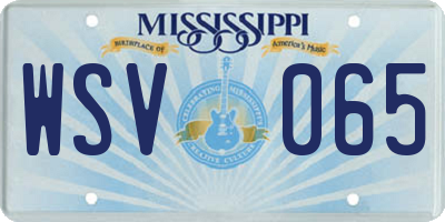 MS license plate WSV065