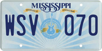 MS license plate WSV070