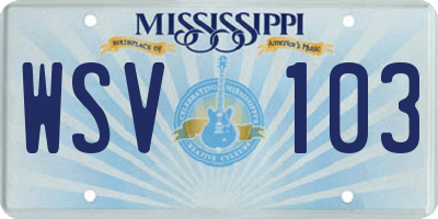 MS license plate WSV103