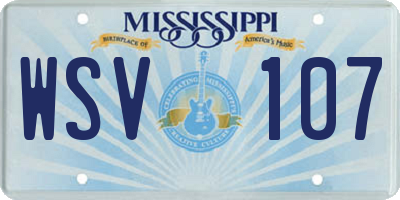 MS license plate WSV107