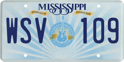 MS license plate WSV109