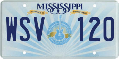 MS license plate WSV120