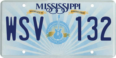 MS license plate WSV132