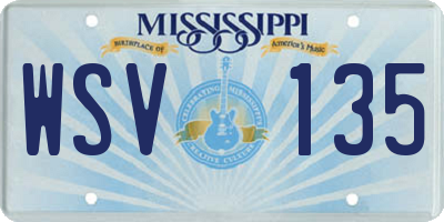 MS license plate WSV135