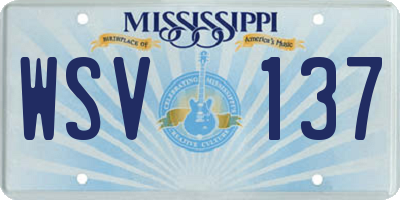 MS license plate WSV137