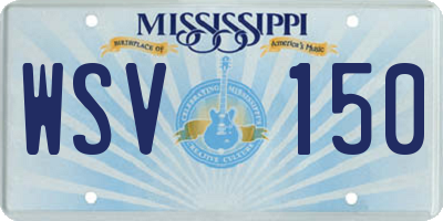 MS license plate WSV150