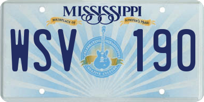 MS license plate WSV190