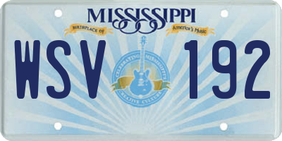 MS license plate WSV192