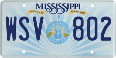 MS license plate WSV802