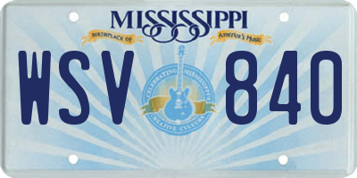 MS license plate WSV840