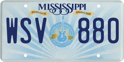 MS license plate WSV880