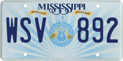 MS license plate WSV892