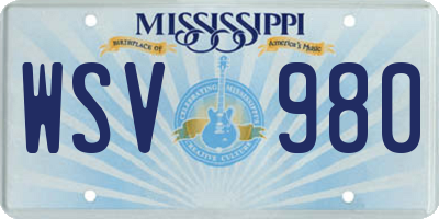 MS license plate WSV980