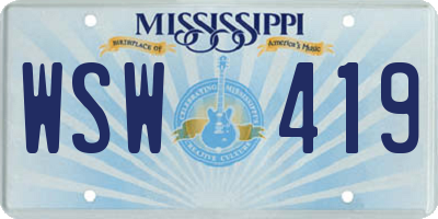 MS license plate WSW419