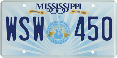 MS license plate WSW450