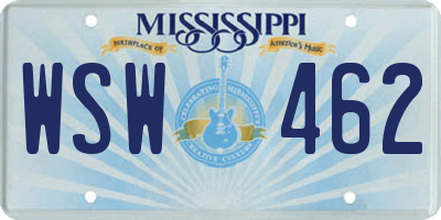 MS license plate WSW462