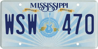 MS license plate WSW470