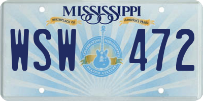 MS license plate WSW472