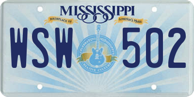 MS license plate WSW502