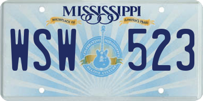 MS license plate WSW523